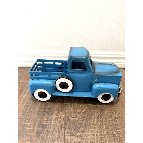 Blue Metal Tree Farm Truck Seasons Greetings Decor - Picture 6 of 7